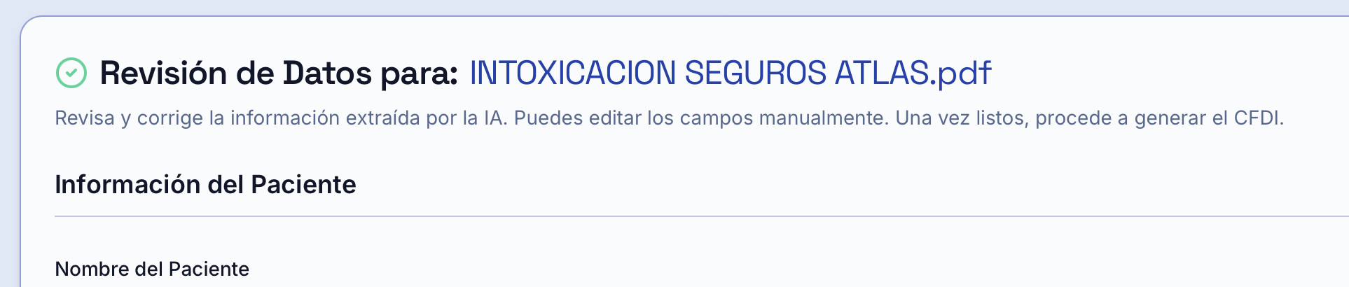 Panel de revisión de datos con IA de IxcheA